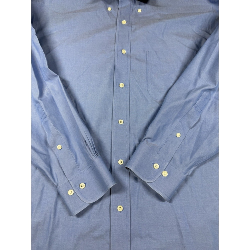 Brooks Brothers 346 Original‎ Polo Shirt Men 17 2/3 L Blue Long Sleeve Preppy - Picture 2 of 12